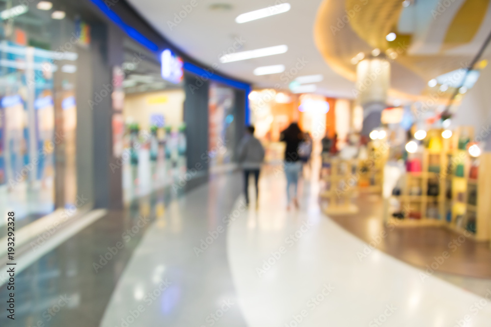blurry image people man and woman waiking in shoppingmall.