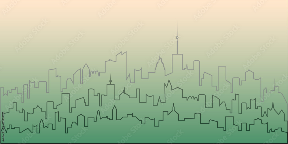 Outline of the city. Contour vector illustration of modern city residential area.