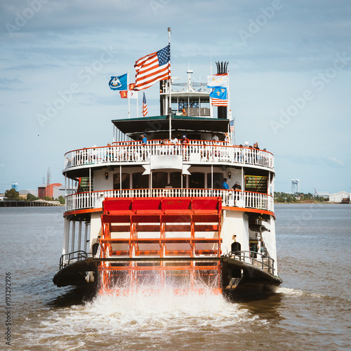 Paddle wheel steamer on the Mississippi