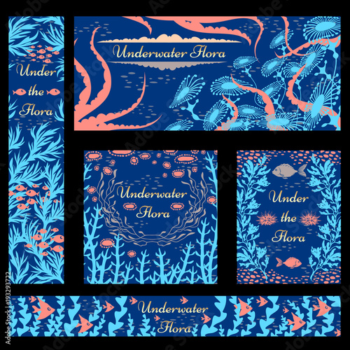 Set of promotion banners with underwater theme