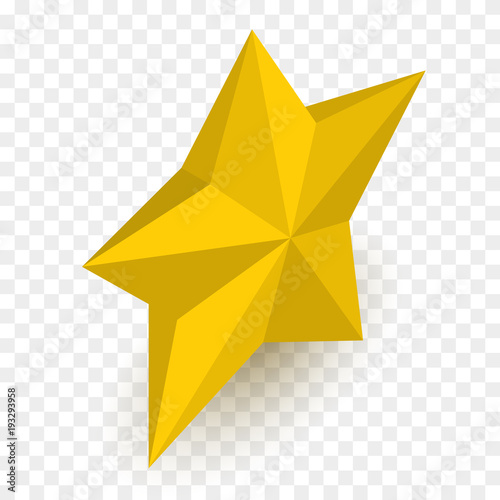 Isometric star isolated on checkered backgound. Vector illustration.