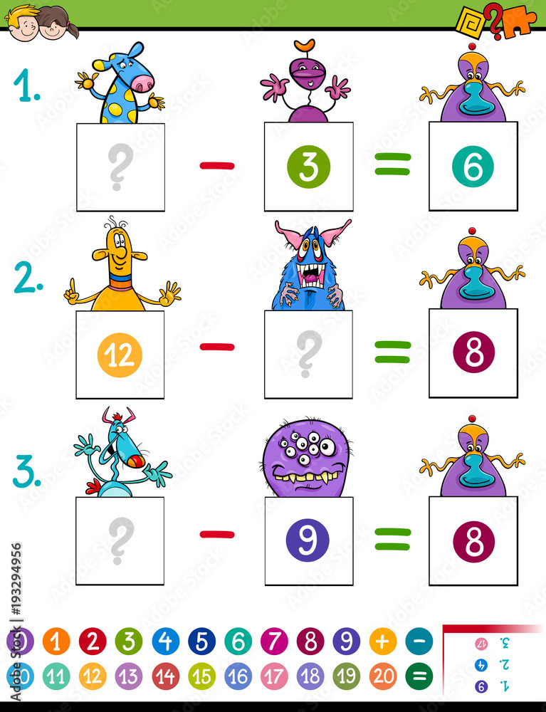 maths subtraction game with monster characters maths subtraction game with monster characters