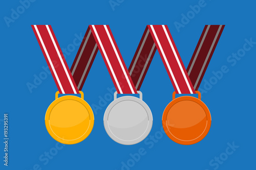 set of medals icon vector flat design.