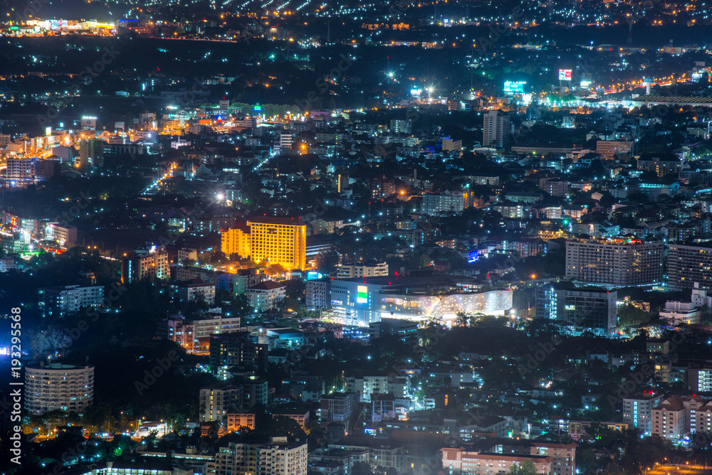 chiang mai night view on view point of doi suthep , chiang mai ,thailand