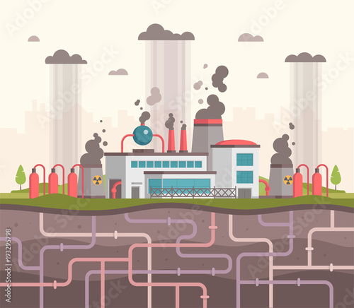 Plant with underground pipes - modern flat design style vector illustration