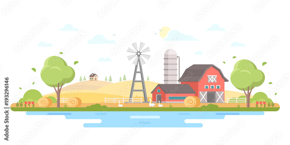 Country life - modern flat design style vector illustration