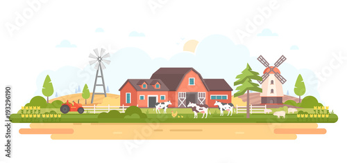 Country life - modern flat design style vector illustration
