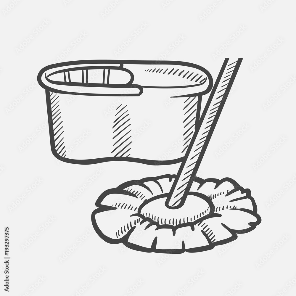 Bucket And Mop SVG File Print Art