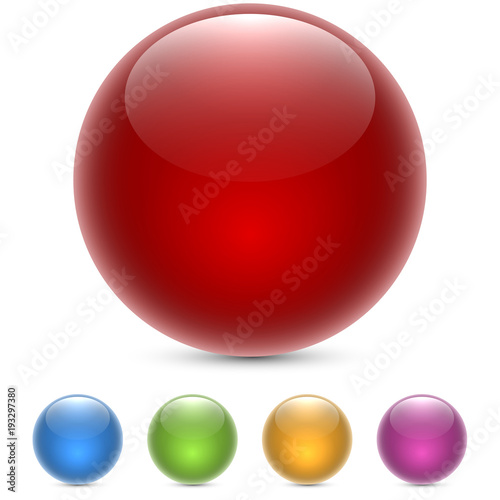 Red glossy sphere isolated on white. Vector.