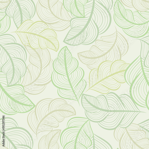 White and green seamless leaves wallpaper