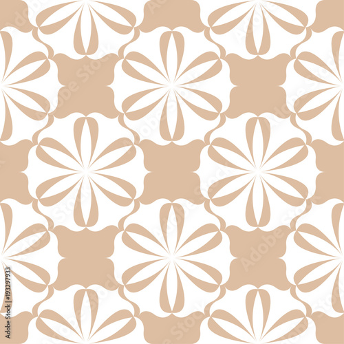 White floral seamless design on beige background