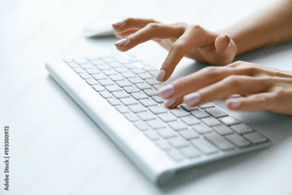 Keyboard And Hands. Close Up Hands Working On Computer Keyboard And Hands. Close Up Hands Working On Computer