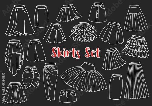 Set of hand drawn women skirts
