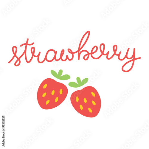 Strawberry Lettering Vector Red Colorful