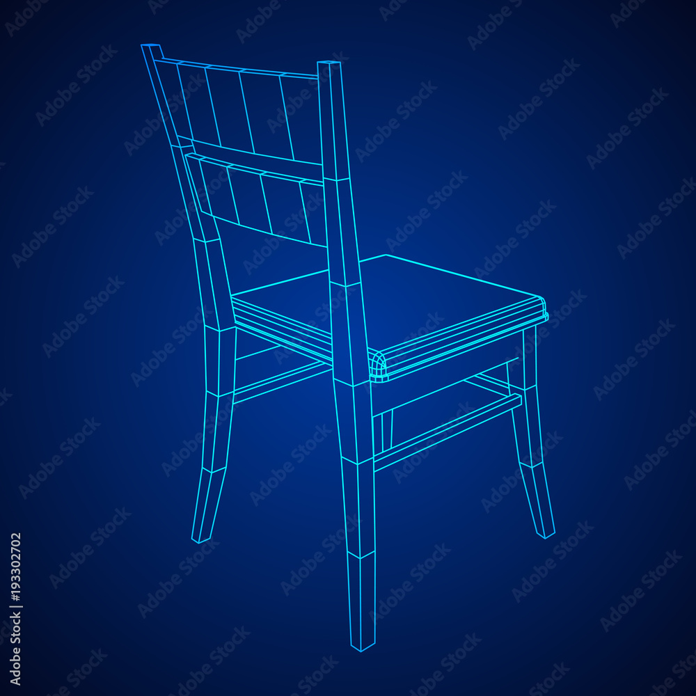 Chair with backrest wireframe low poly mesh vector illustration