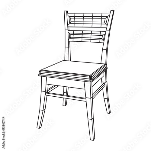Chair with backrest wireframe low poly mesh vector illustration