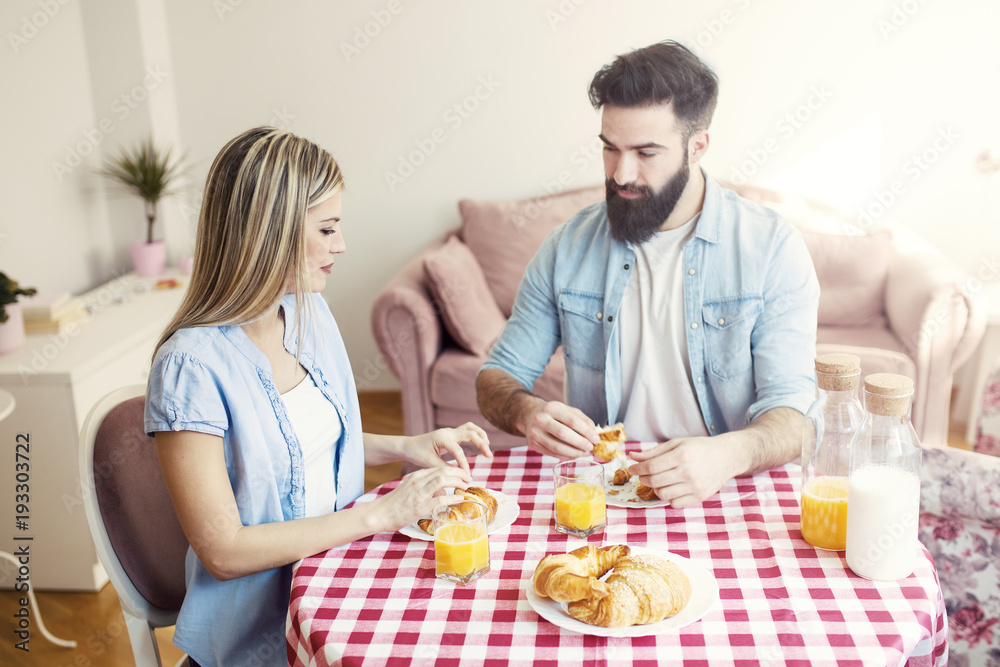 Couple having breakfast