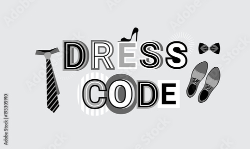 Dress Code Formal Sign Web Banner Abstract Template Background Vector Illustration