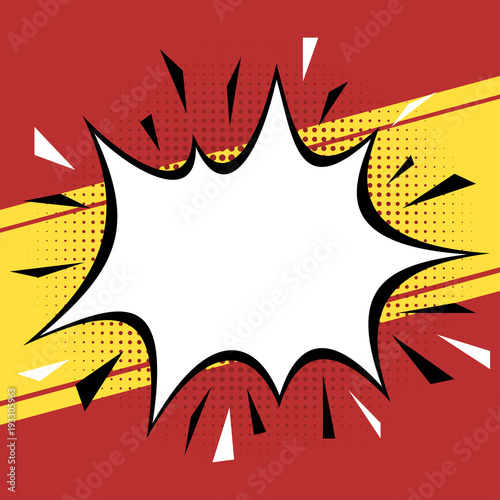 Comic book style blank banner with white explosion