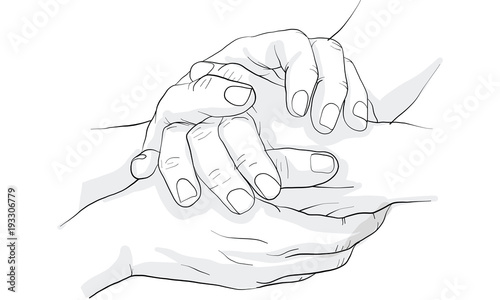 hand holding hand together vector