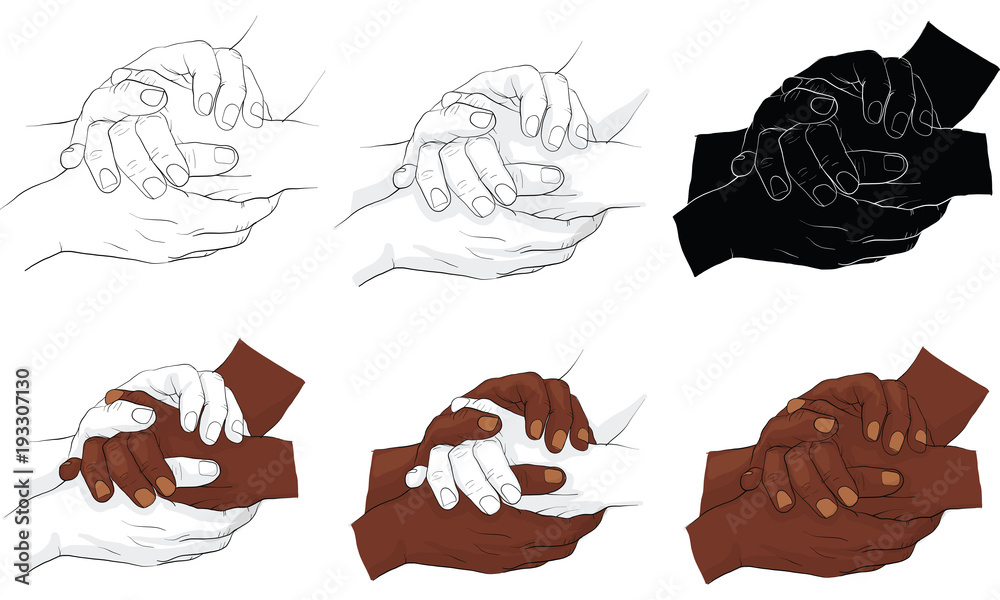 hand holding hand together vector hand holding hand together vector