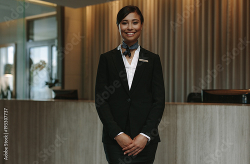 Fotografie, Obraz Beautiful concierge waiting for welcoming guests