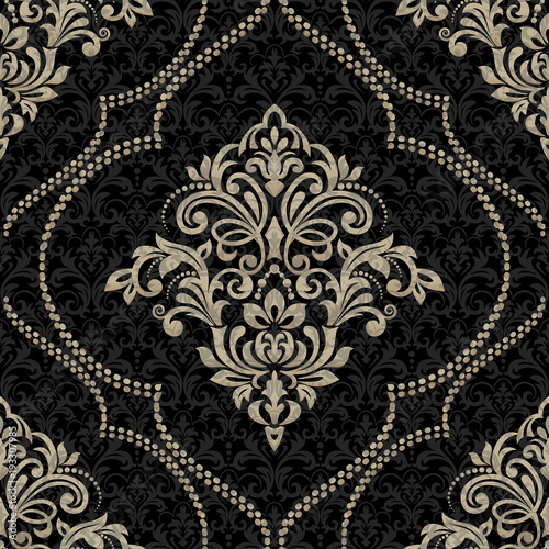 Vector vintage floral seamless pattern element. Vector damask seamless pattern background. Damask wallpaper