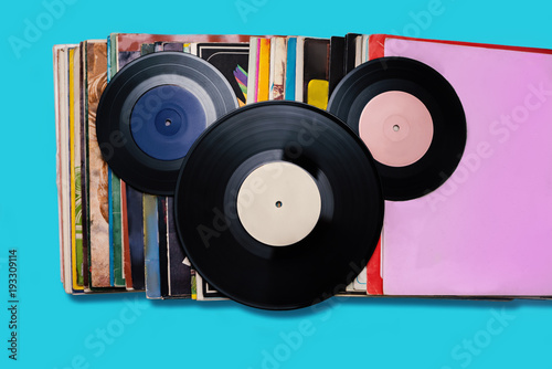 Music concept background with ussr vinyl records
