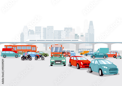 Wallpaper Mural Großstadt mit Autos, verkehrs illustration Torontodigital.ca