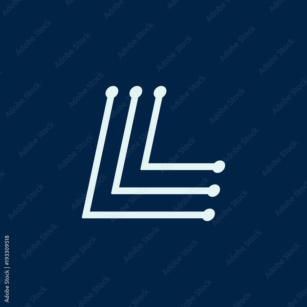 Letter L. Font maze italic, vector geometric alphabet on dark background Letter L. Font maze italic, vector geometric alphabet on dark background
