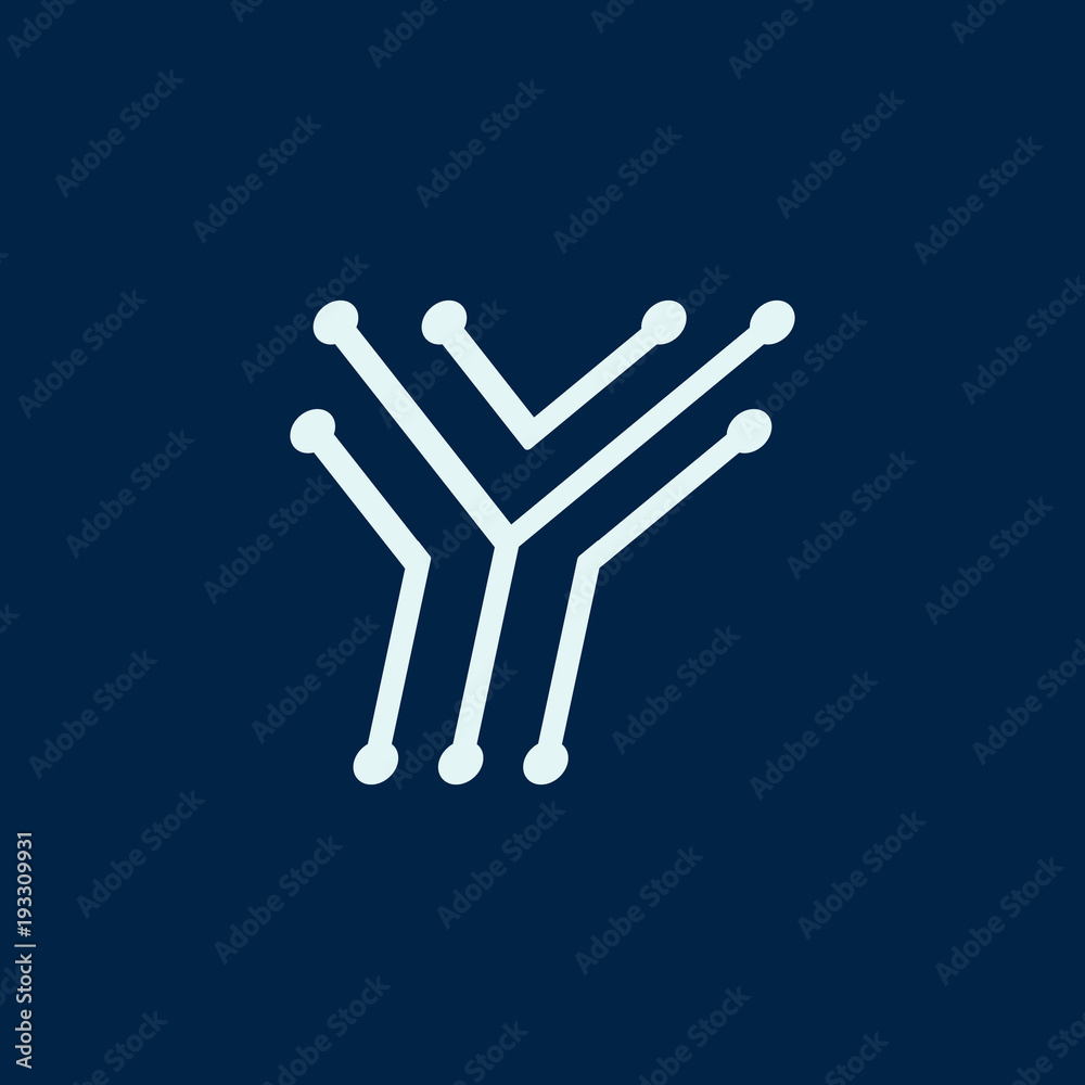Letter Y. Font maze italic, vector geometric alphabet on dark background Letter Y. Font maze italic, vector geometric alphabet on dark background