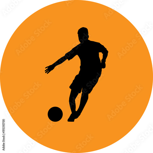 Vector illustration. Illustration shows a football player kicks the ball. Soccer