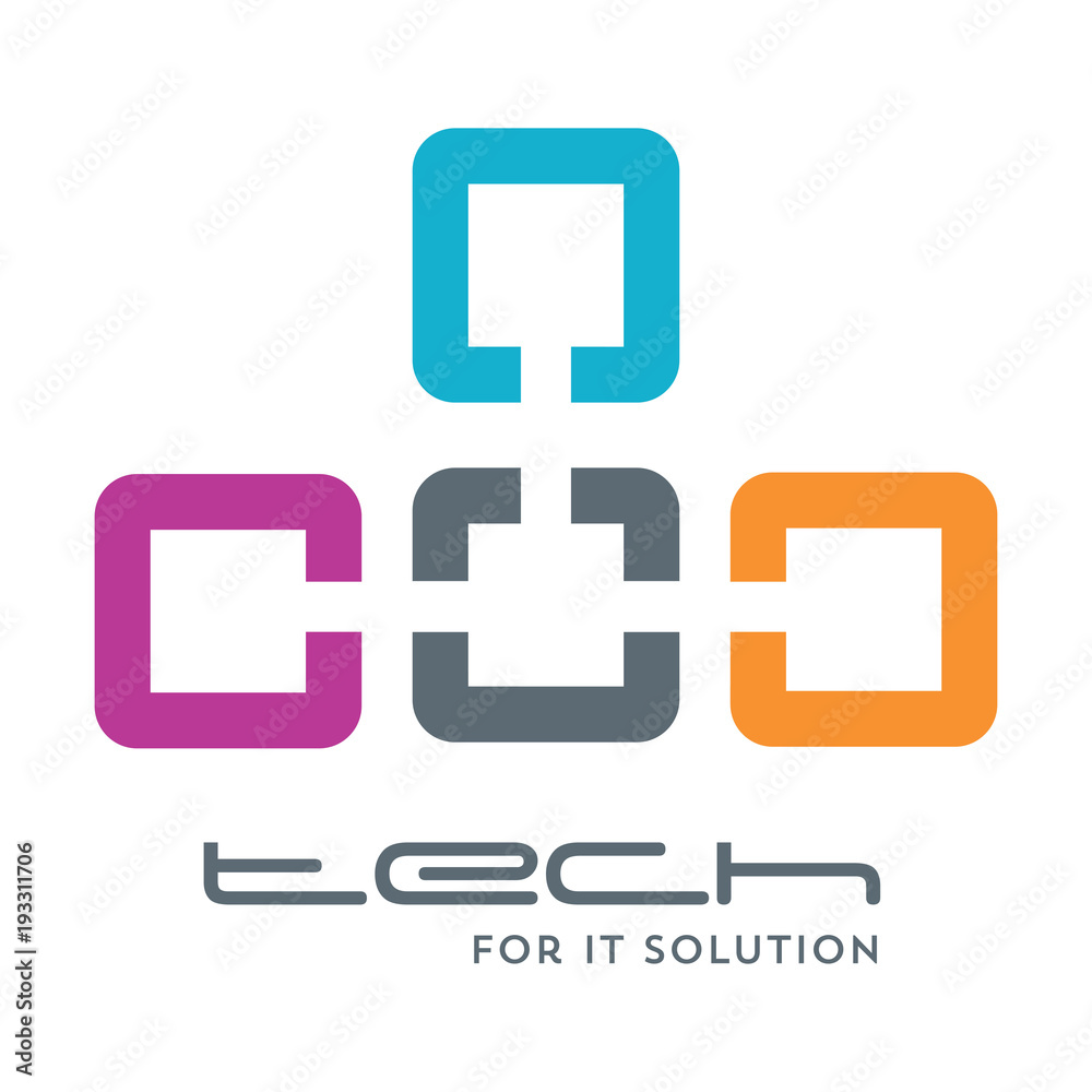 Technology logo, computer and data related business, hi-tech and innovative link network Technology logo, computer and data related business, hi-tech and innovative link network