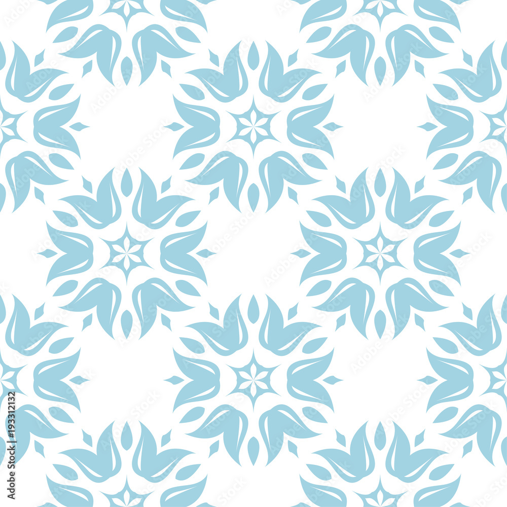 Blue floral seamless pattern on white background Blue floral seamless pattern on white background