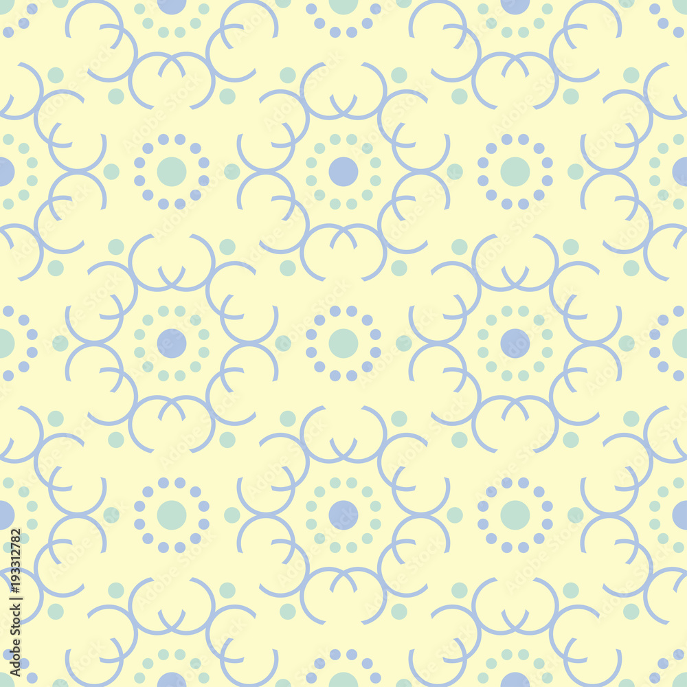 Geometric seamless pattern. Beige background with blue and green elements