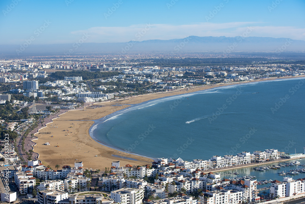 Panoramic view Agadir ariel from the Agadir Kasbah