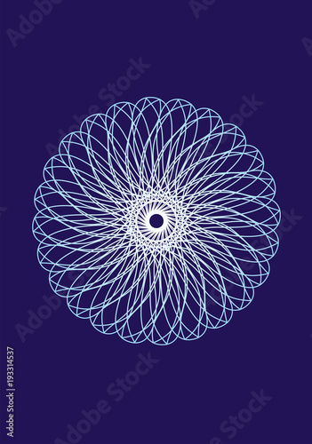 Mandala on a blue background. Artistic background. Object of rotation. Vector graphics 