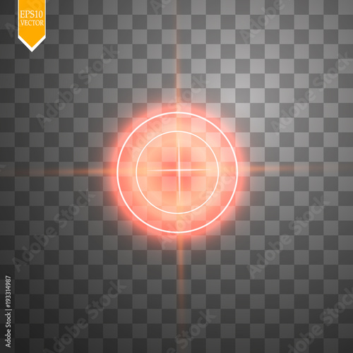 Neon red target isolated. Game Interface Element. Vector illustration