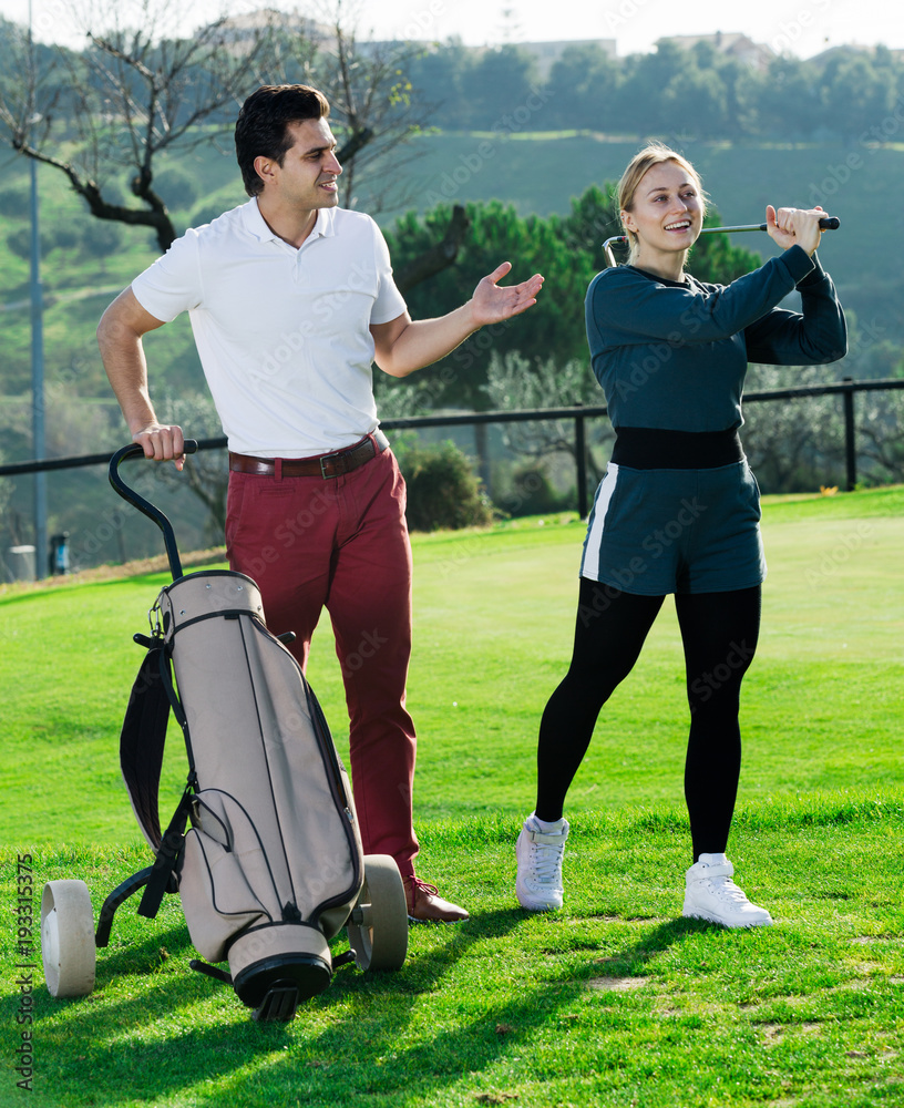 Obraz premium Golf partners playing together