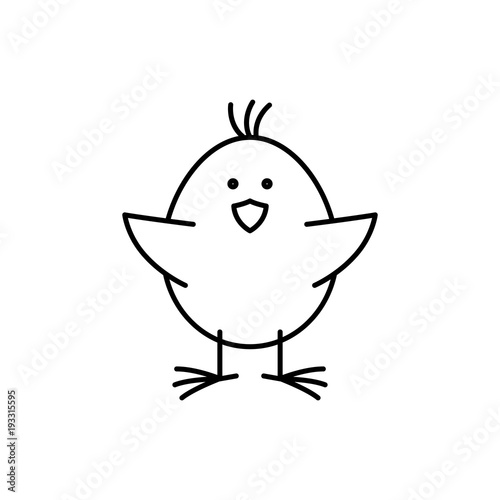 baby chicken happy line black icon