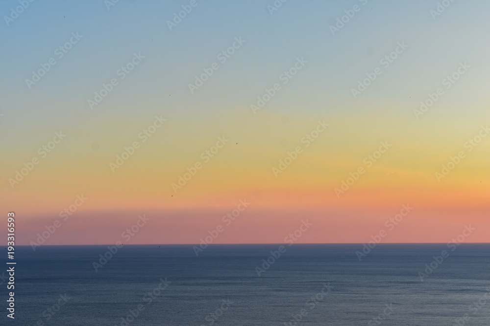 beautiful sunset over sea horizon over water 