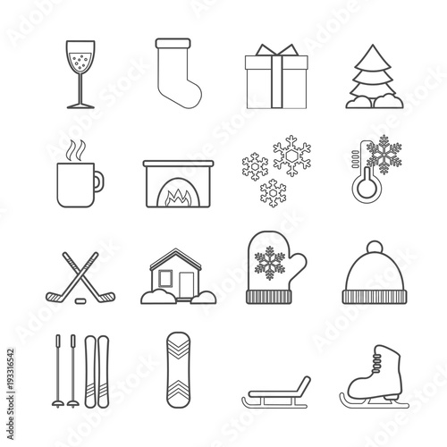 Set of vector line winter icons for web, print, mobile apps design