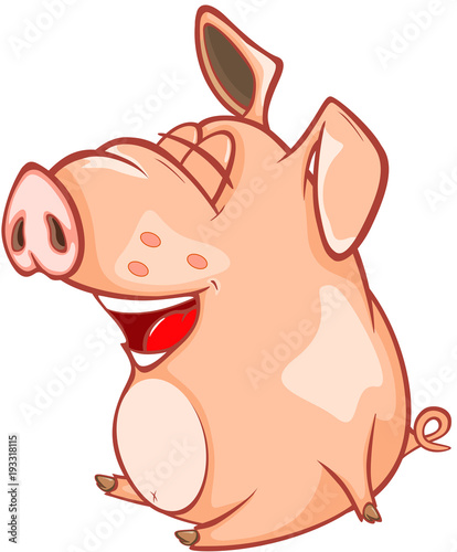  Illustration of a Cute Pig. Cartoon Character
