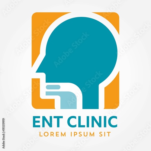 ENT logo template. Head for ear, nose, throat doctor specialists. logo concept. Line vector icon. Editable stroke. Flat linear illustration isolated on white background