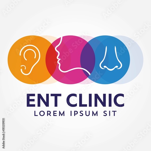 ENT logo template. Head for ear, nose, throat doctor specialists. logo concept. Line vector icon. Editable stroke. Flat linear illustration isolated on white background