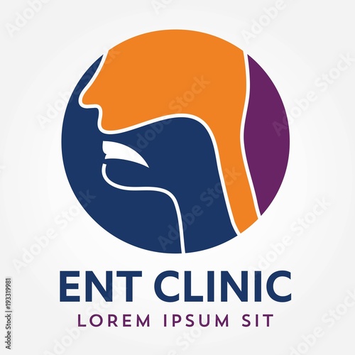ENT logo template. Head for ear, nose, throat doctor specialists. logo concept. Line vector icon. Editable stroke. Flat linear illustration isolated on white background