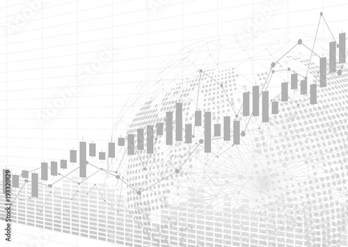 Candle stick graph chart in financial market with world  Forex trading graphic concept  vector