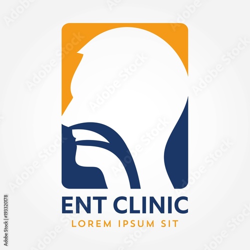 ENT logo template. Head for ear, nose, throat doctor specialists. logo concept. Line vector icon. Editable stroke. Flat linear illustration isolated on white background