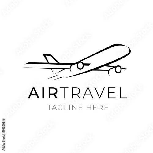 Air travel logo template for tourism business. Agency or transportation company branding element.