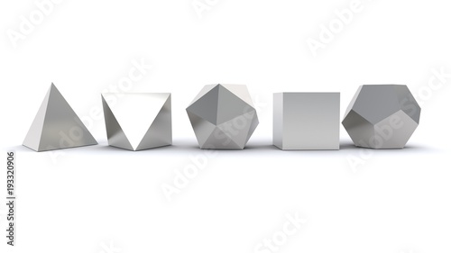 3D illustration of Platonic solids photo